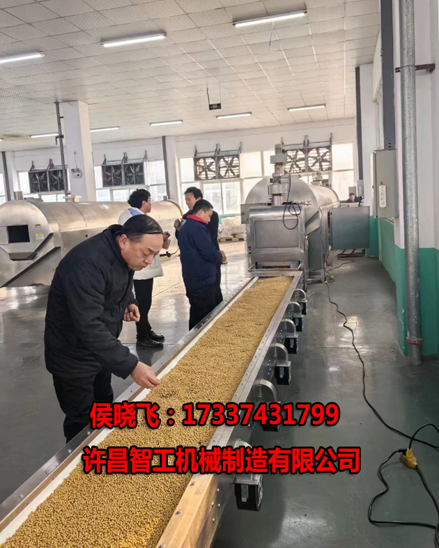 1.20日，客户带来黄豆用我们生产线炒制试机